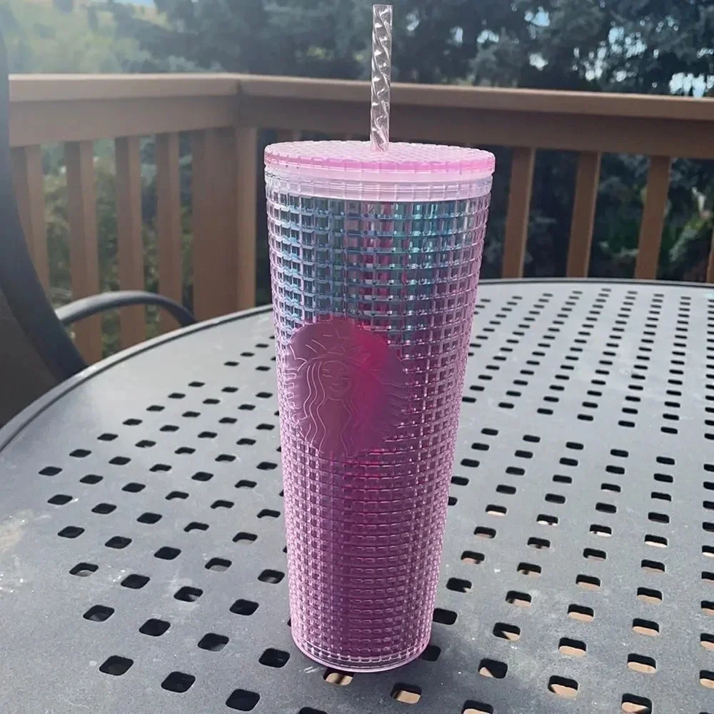 Starbucks Blue & Pink Grid Kaleidoscope 24oz Tumbler